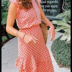 Perry Walker coral midi dress